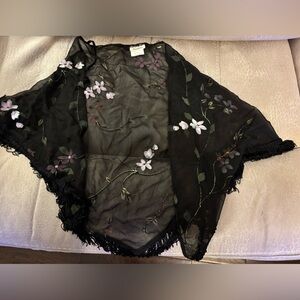 Neiman Marcus: Monkey Wear Floral Silk Shawl VINTAGE